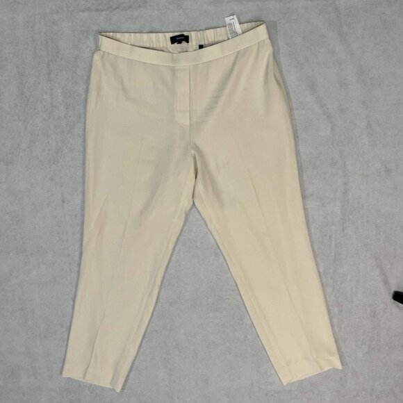 Theory Treeca Crepe Cropped Slim Leg Pants Ecru Off White Trousers 8 - Picture 11 of 12